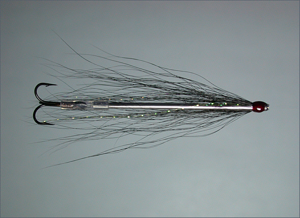 sea trout tube fly - Black & Silver