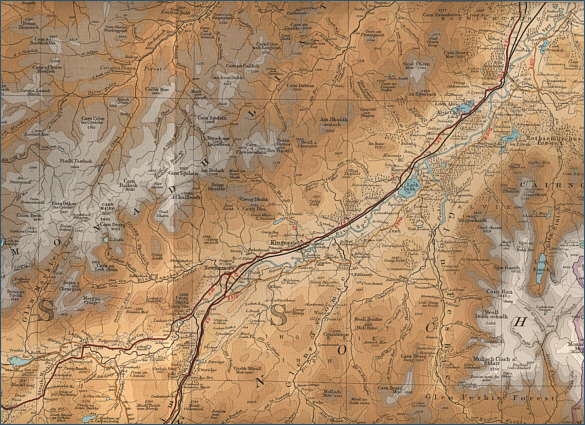 Fishing map of the upper river Spey