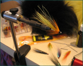Salmon Fly in tube vise