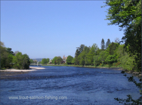 Looking down over the Little Isle pool towards Inverness Castle